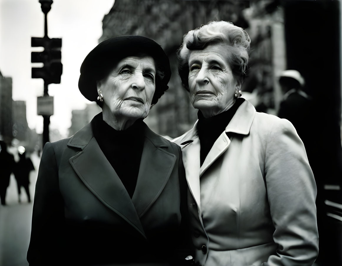Two ladies, in the style of Vivien Maier