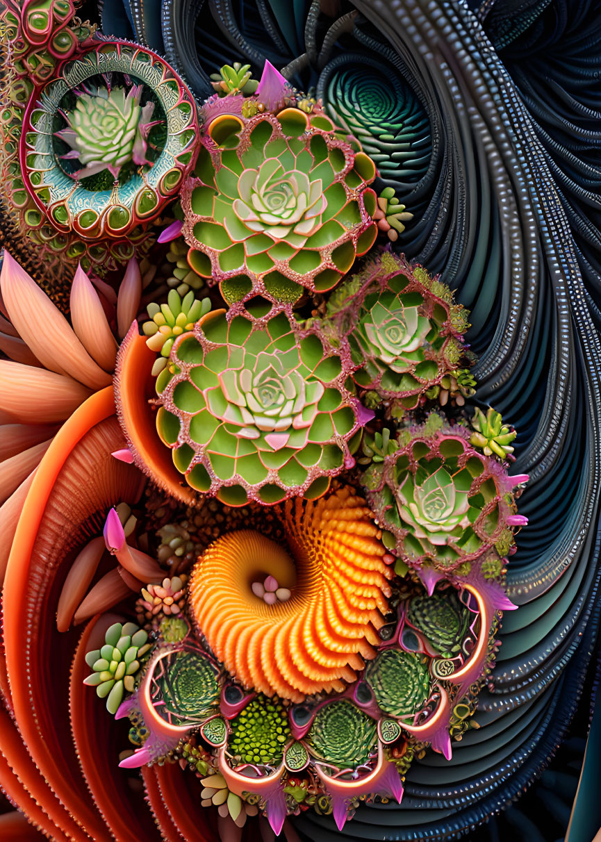 Succulent plant fractal spiral