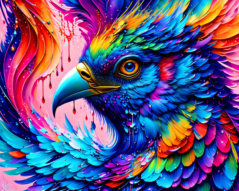 Colorful Eagle Artwork Blending Realism & Abstract Elements
