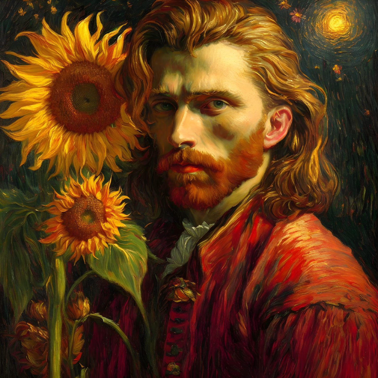 dapper young Vincent and glamorous sunflowers