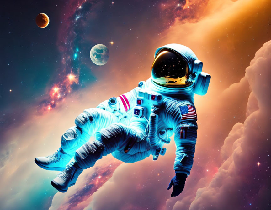 astronaut floating in space art