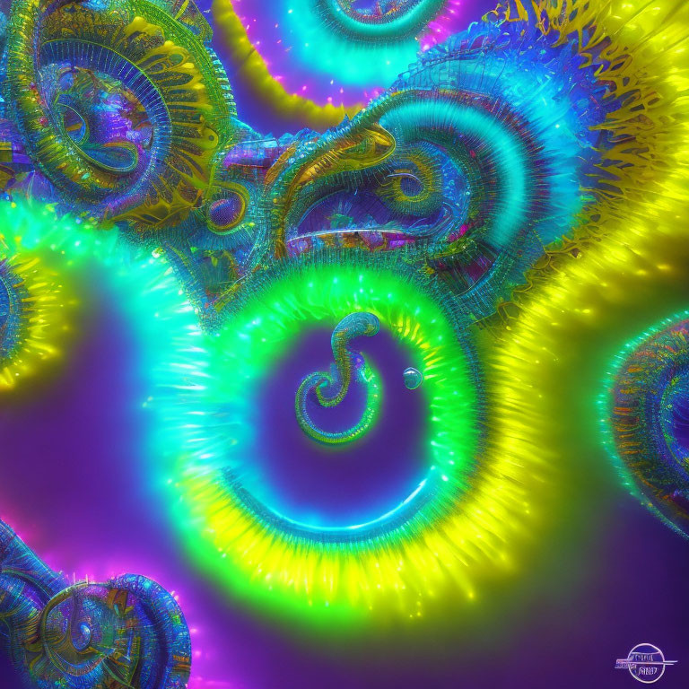 Colorful Psychedelic Fractal Image in Neon Hues