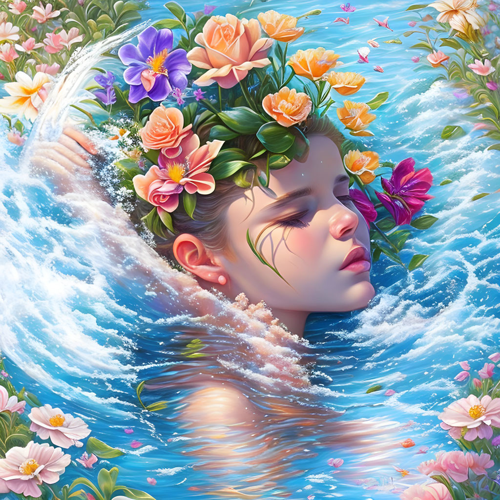 Swimming in flowers