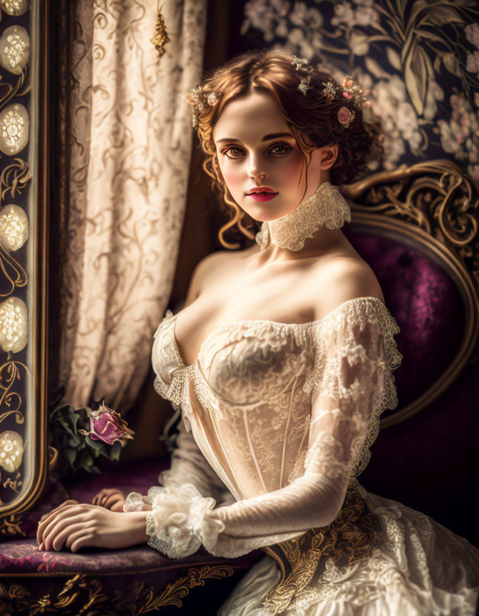 Intimate Moment in a Victorian Boudoir 