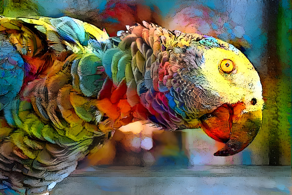 Technicolor African Grey Parrot