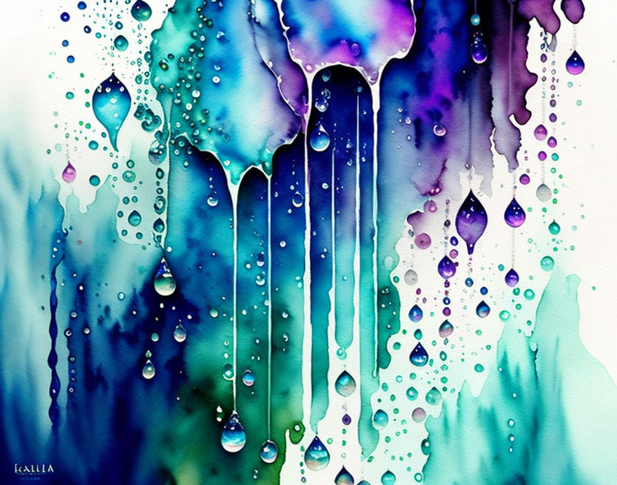 Watercolor water drops 