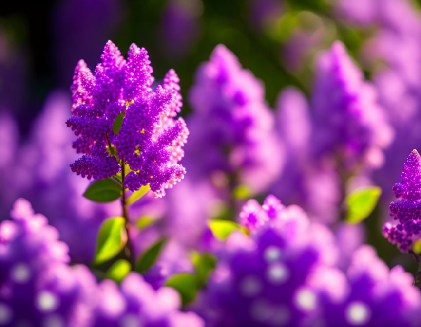 Vibrant Purple Lilac Blossoms on Soft Floral Background