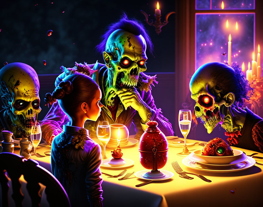 zombie at the dinner table