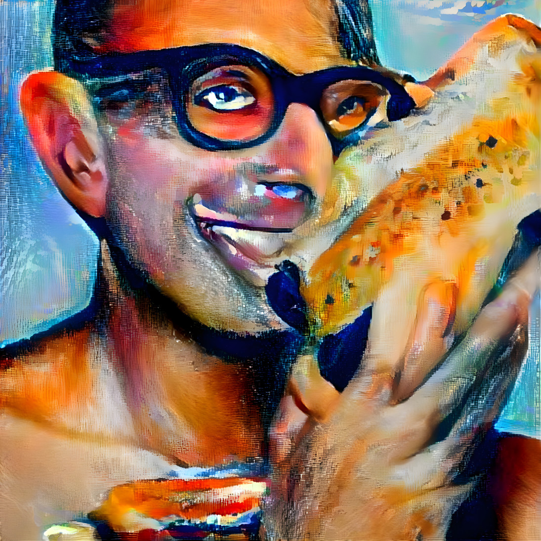JeffGoldblum lays with grilled cheese