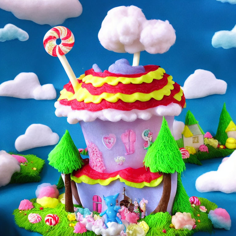 Colorful Clay Art: Candy-Themed Landscape with Cupcake House & Candy Trees