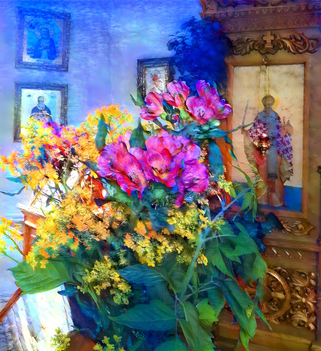 Bouquet in church 