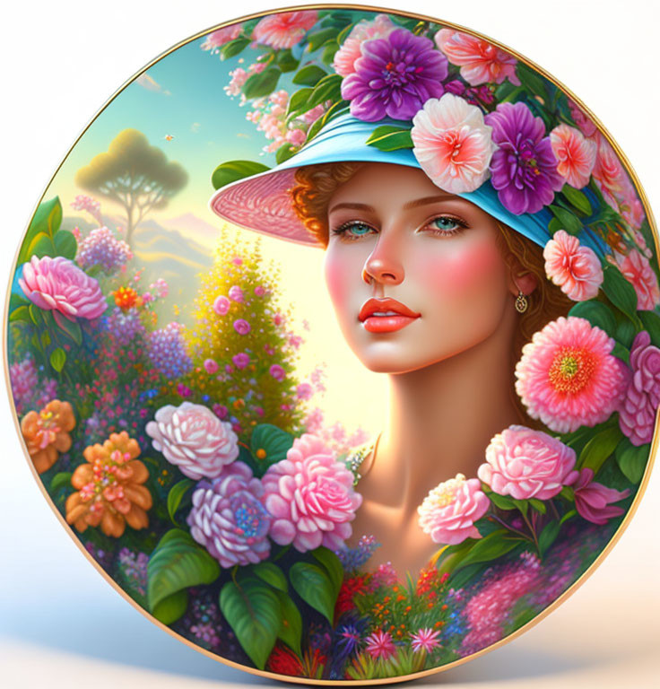 Mooi meisje met een bloemen hoed.
