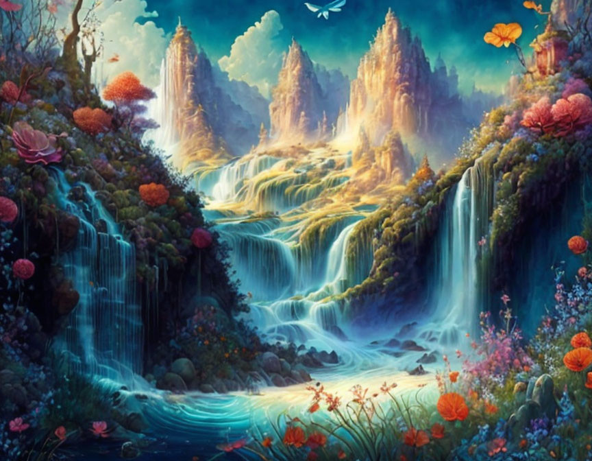 Mooi landschap met waterval 