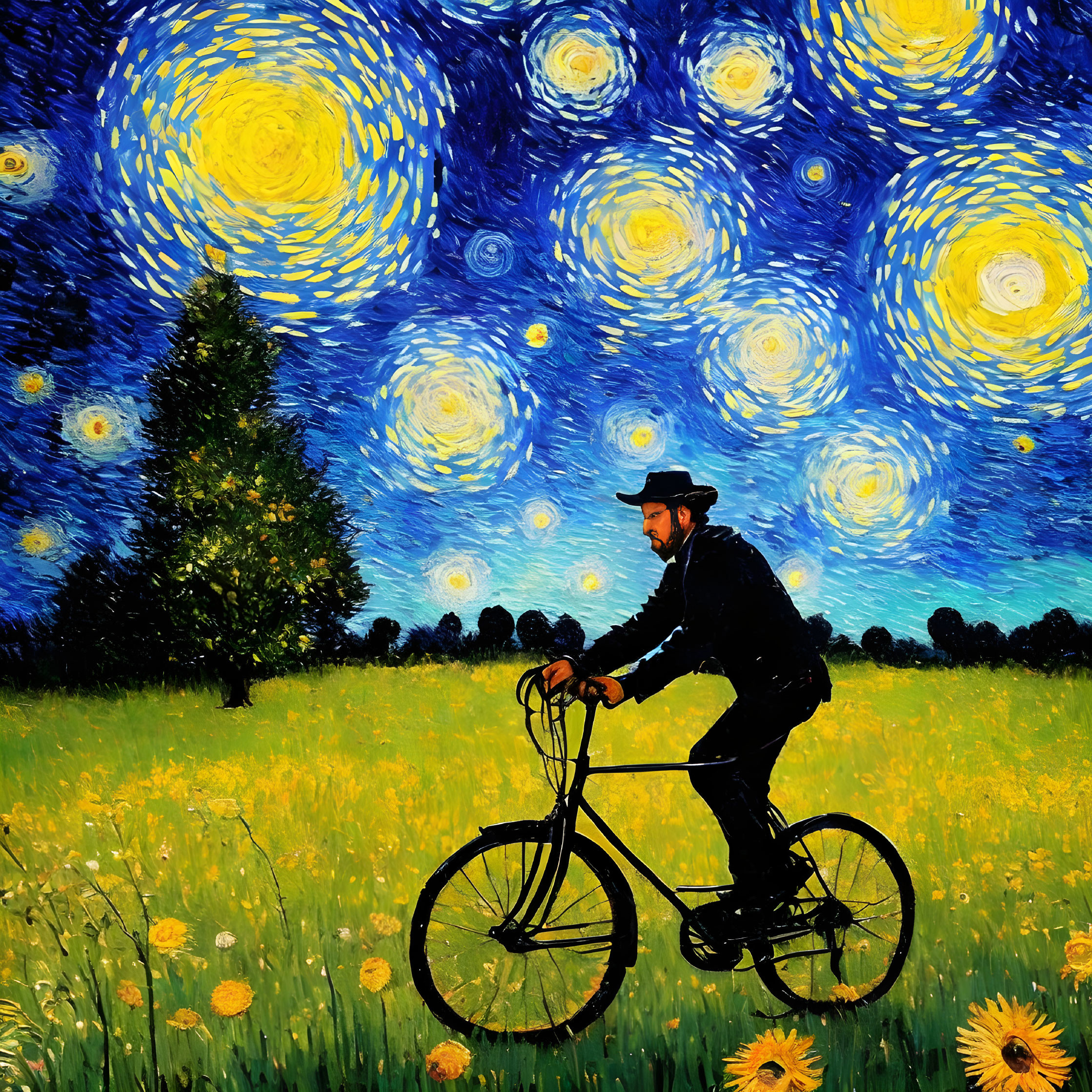 Van Gogh riding his bike