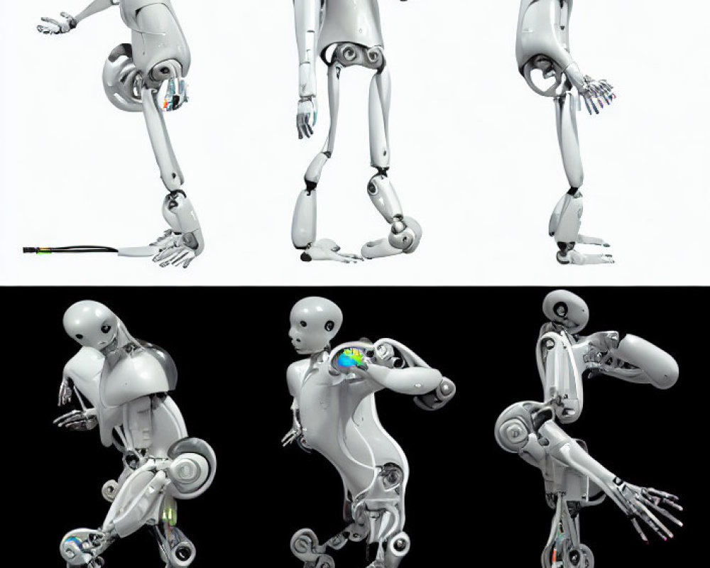 Humanoid Robot Displaying Articulated Joints and Internal Mechanics