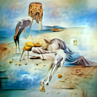 Surrealist Painting: Morphed Figures, Animals, and Abstract Forms