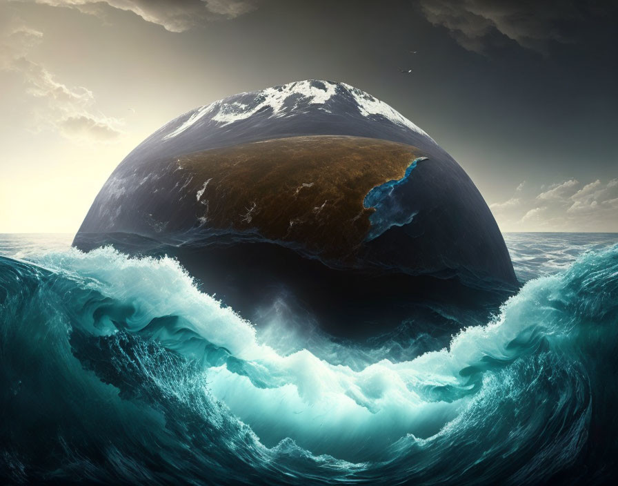 Surreal image of massive waves around Earth-like planet