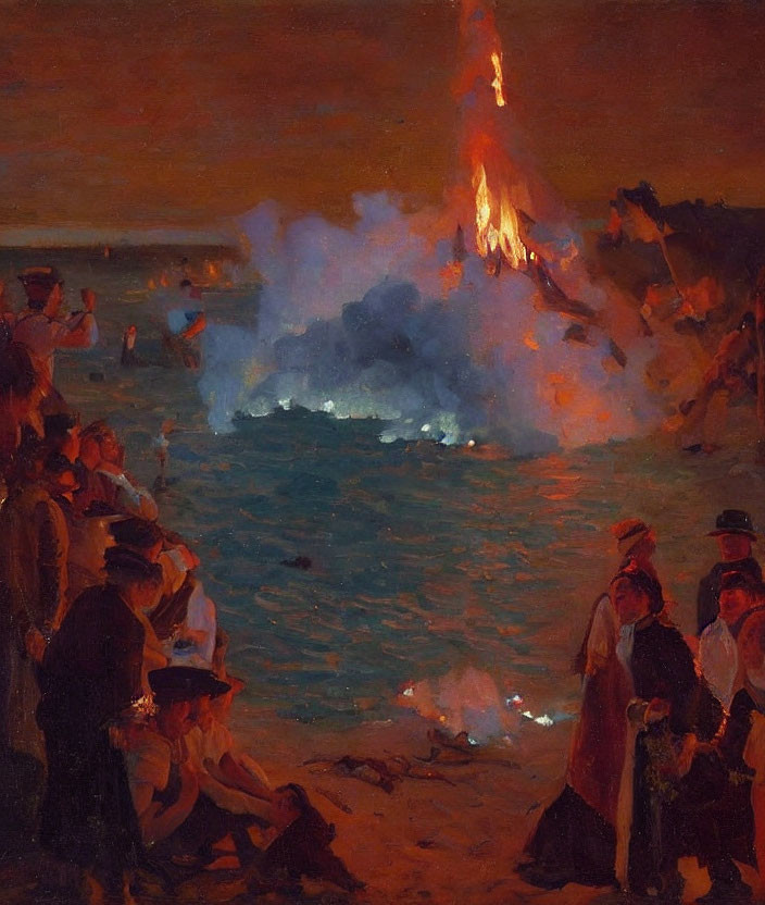 Midsummer bonfire on Skagen's beach-Peder Severin Krøyer