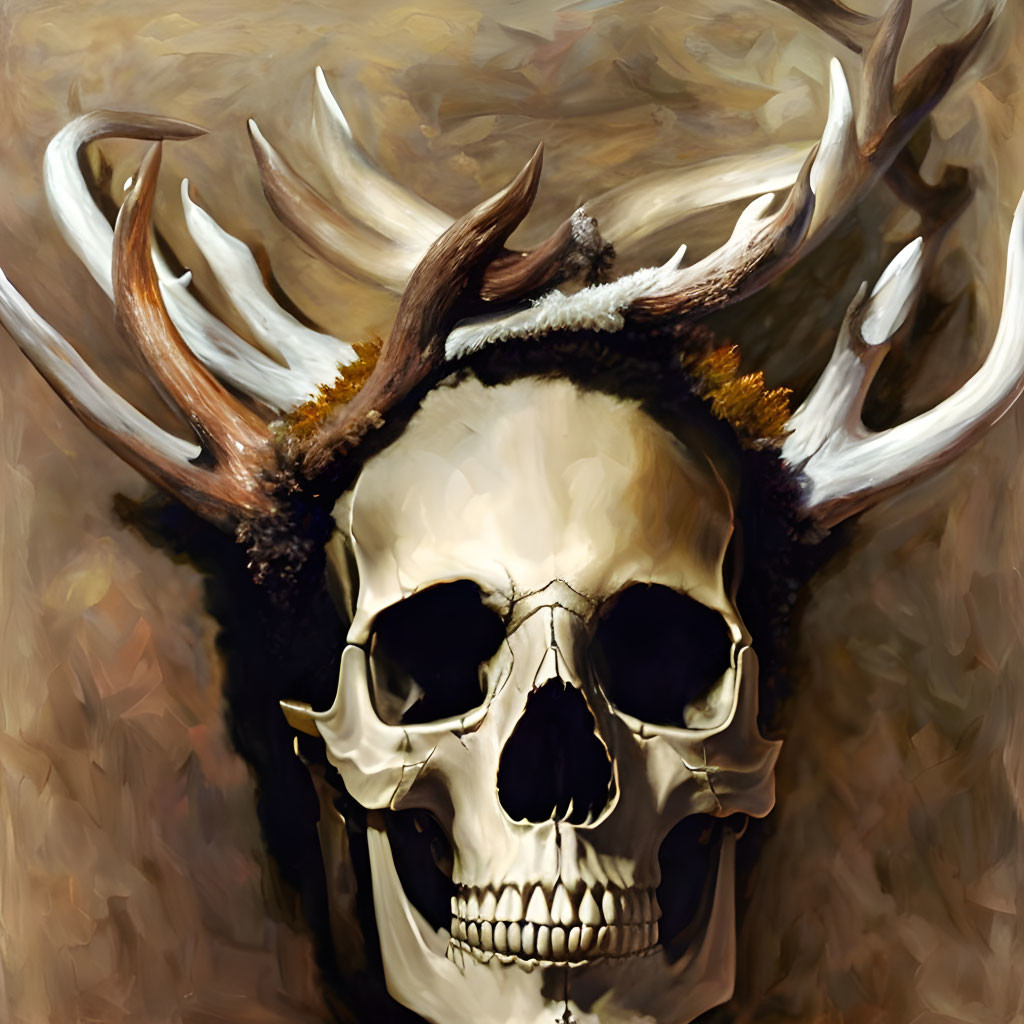 -skull with antlers-