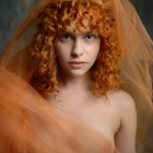 Digital artwork of woman with fiery orange hair and elemental flames swirling around her