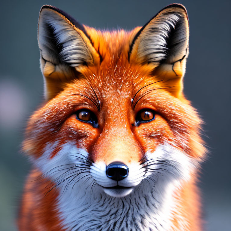 Detailed Red Fox Face with Vibrant Eyes and Fur Texture