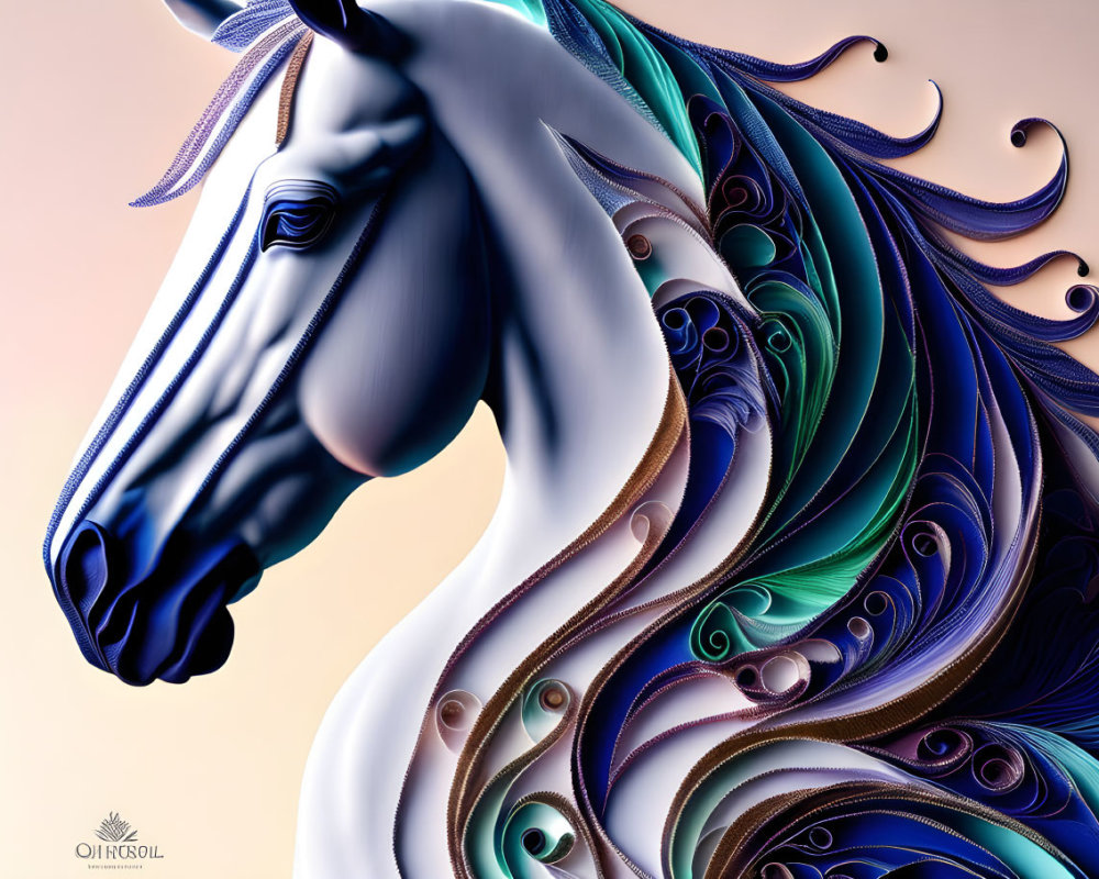 Colorful Stylized Horse Artwork with Flowing Mane