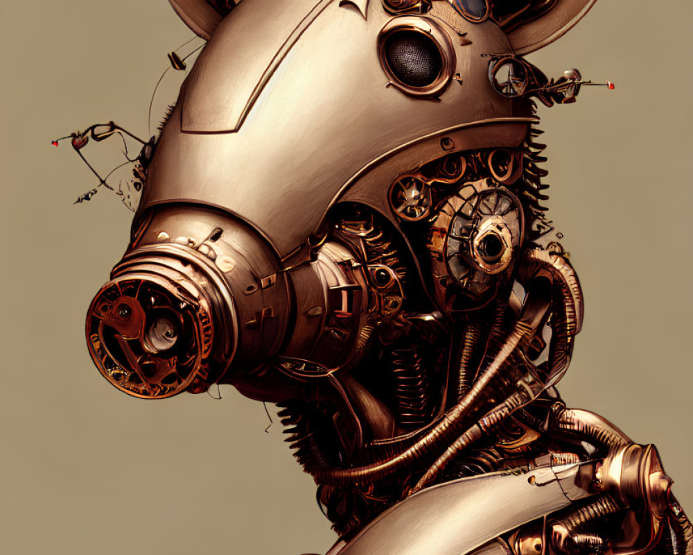 Detailed Steampunk-Style Mechanical Mouse with Metal Components and Gears
