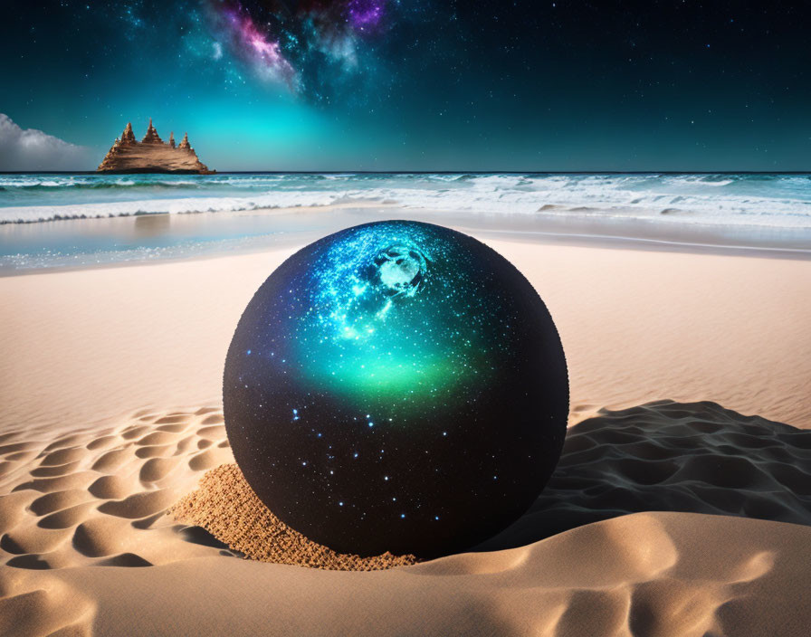 Galaxy Marble in the Sand