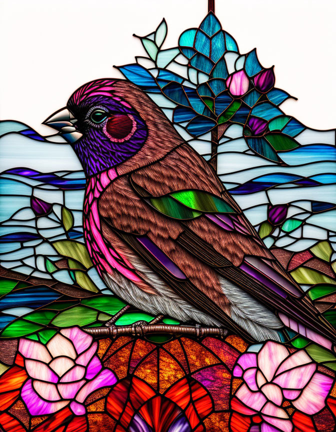 Stained glass finch