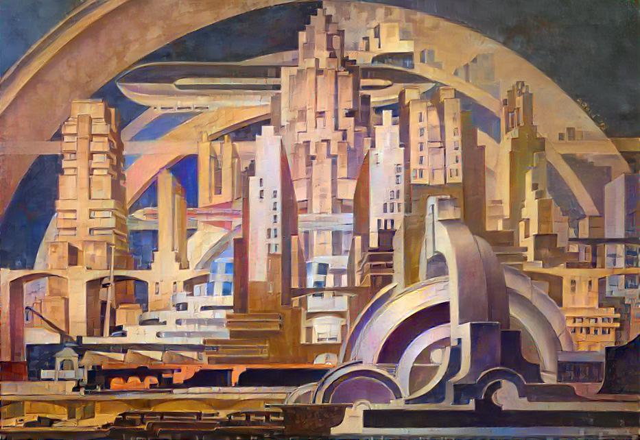 Base Image: "Cityscape" by Tullio Crali ca 1939 