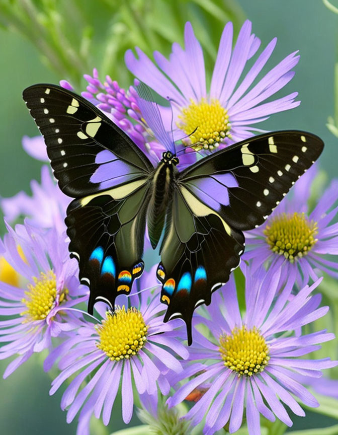 Black Swallowtail Butterfly, Wild Asters