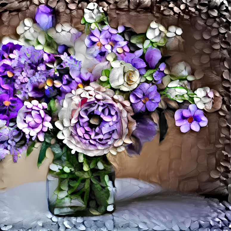 Redreaming Still Life flowers in lilac lavender