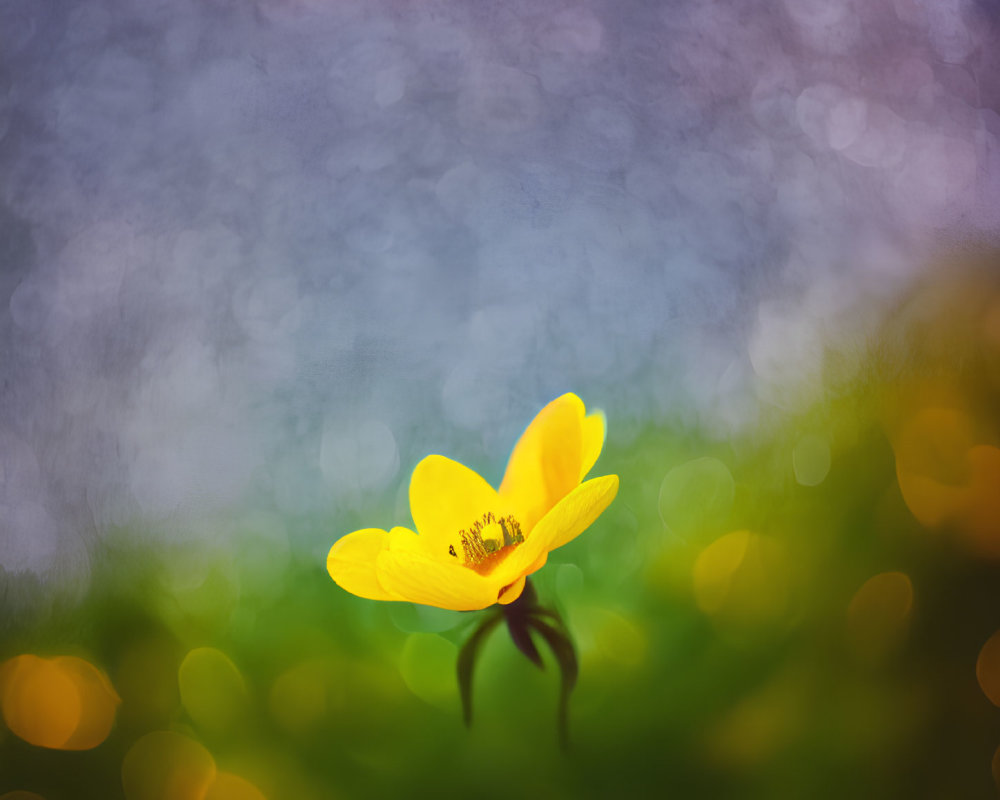 Yellow Flower with Blurred Bokeh Background in Artistic Image