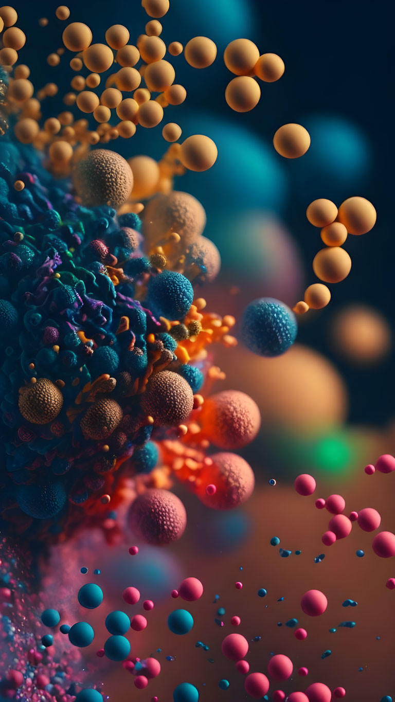 Vibrant abstract art: Multicolored particles on dark background