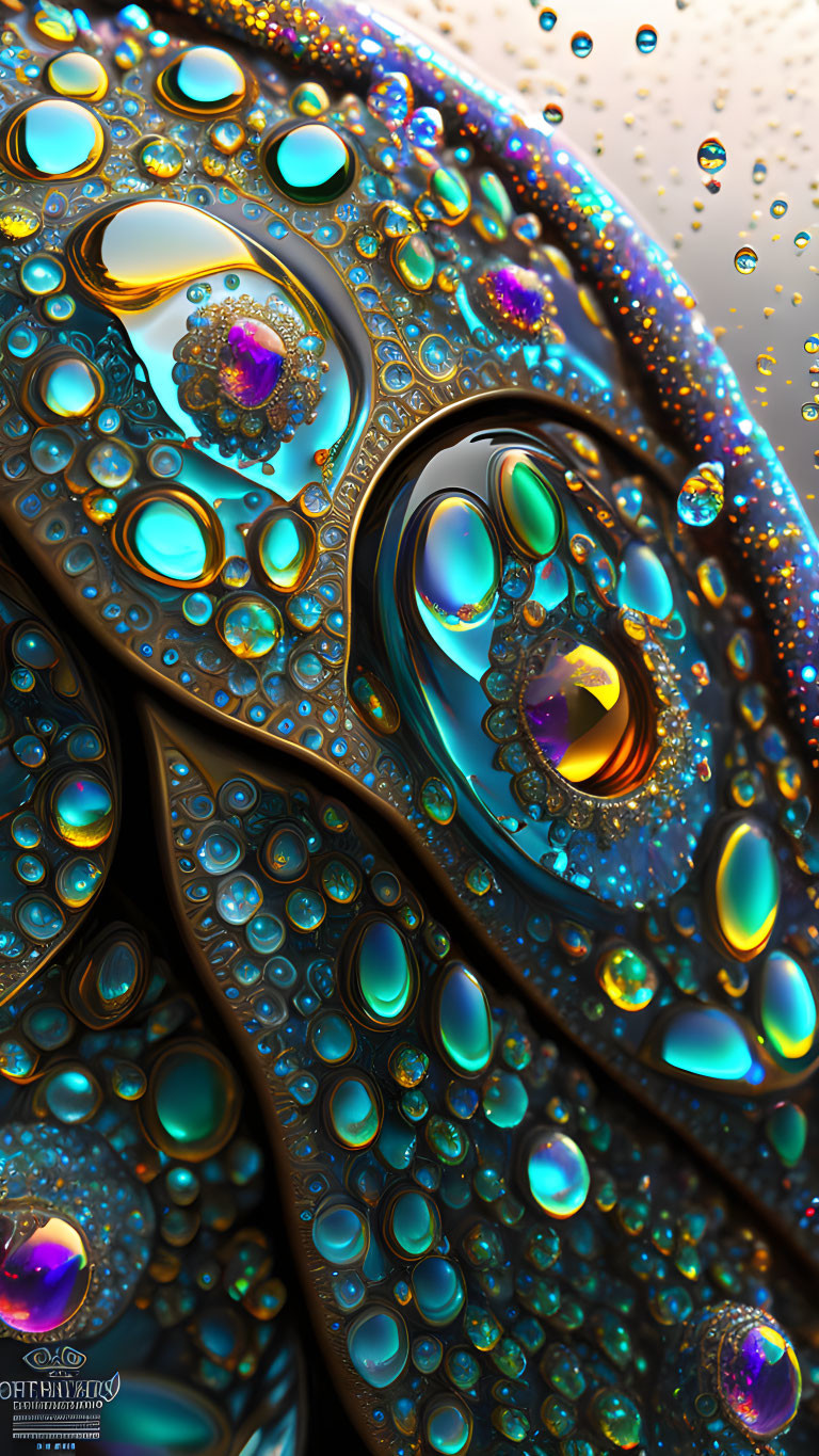 Vibrant iridescent bubbles in swirling abstract patterns