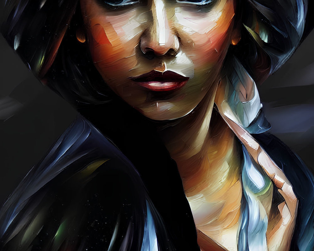 Colorful digital painting of a woman with bold brushstrokes.