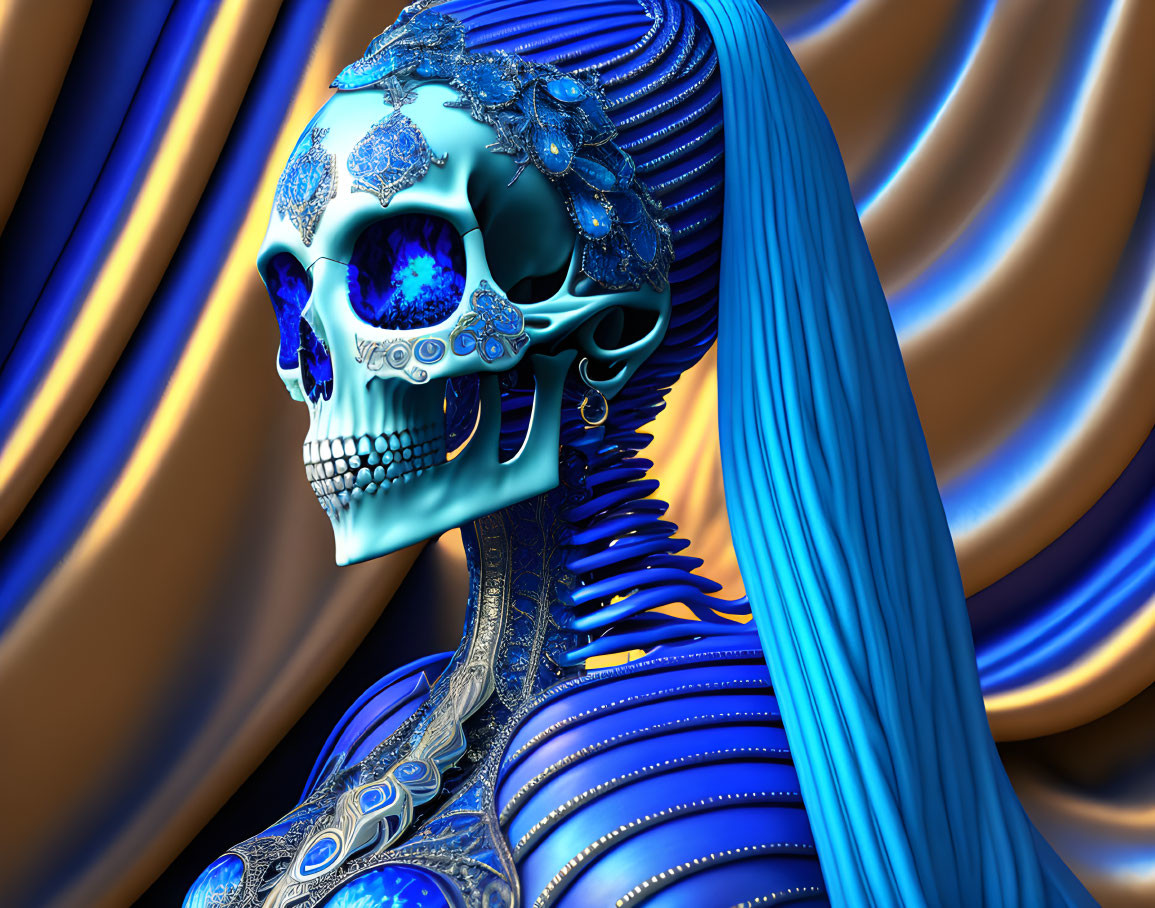 Lady skull in blue