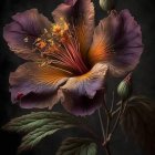 Colorful Illustrated Flower Bouquet on Dark Background