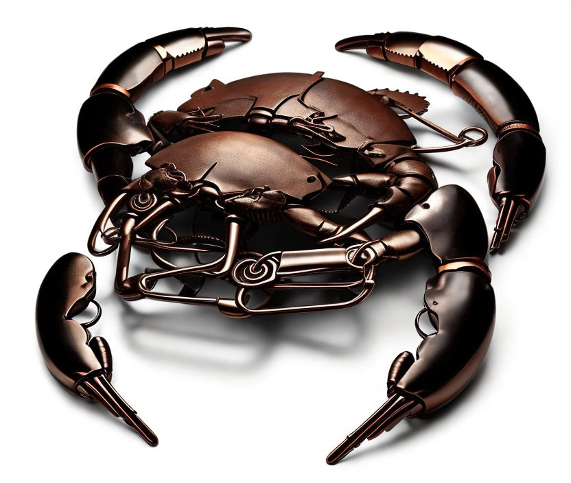 Robotic crab with mechanical features and metallic finish