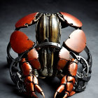 Metallic Lobster Sculpture with Copper Finish on Dark Background