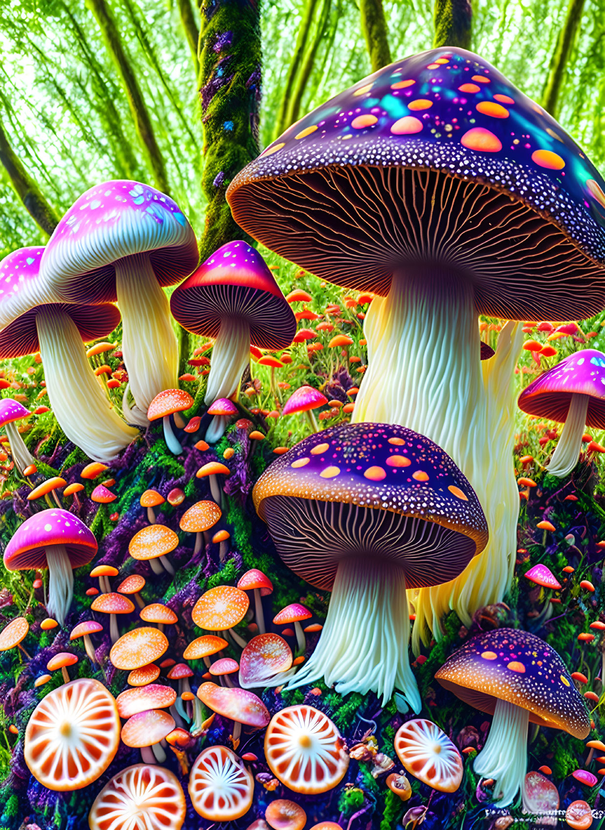 The woods are full of winecap mushrooms