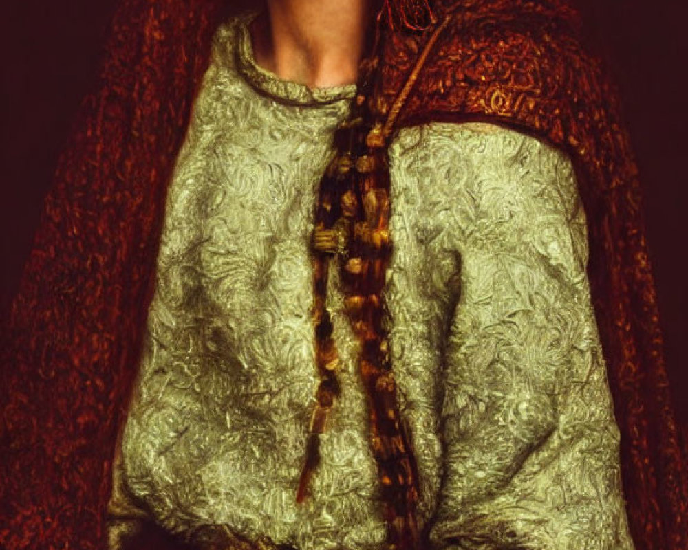 Woman in Braided Hair and Medieval Attire with Green Blouse
