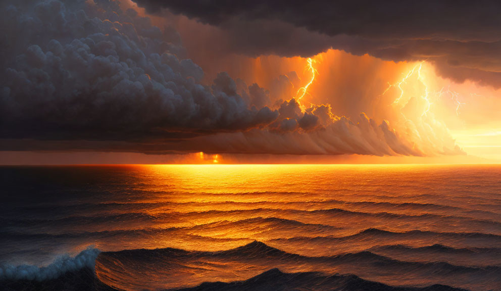 Turbulent Seas at Sunset