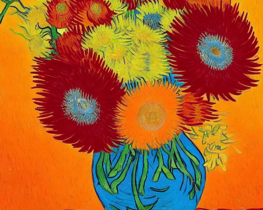 Colorful Sunflower Bouquet Painting on Bright Background
