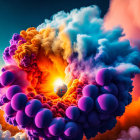 Colorful digital artwork: Cloud explosion with hot air balloon
