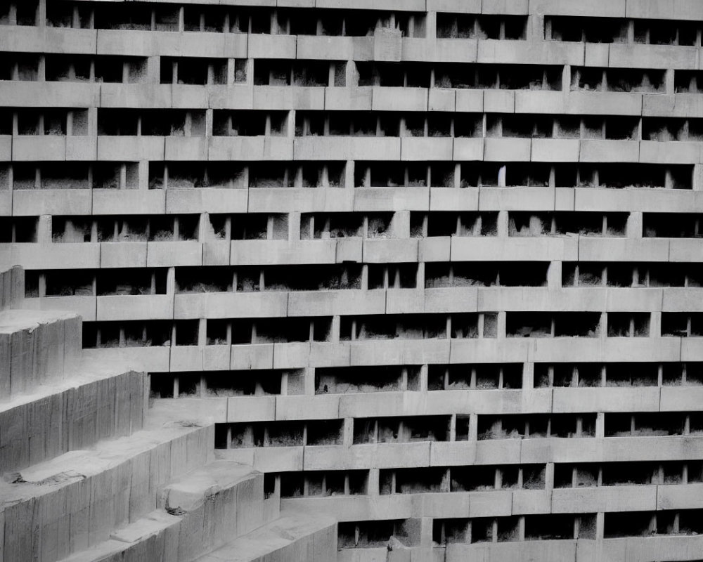 Repetitive architectural pattern of building facades with uniform balconies