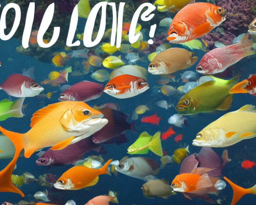 Vibrant tropical fish swim with "SOIL LOVE" text on underwater scene