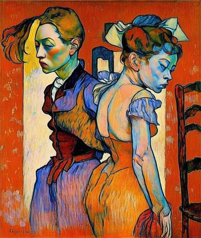 Style Gauguin and Toulouse Lautrec