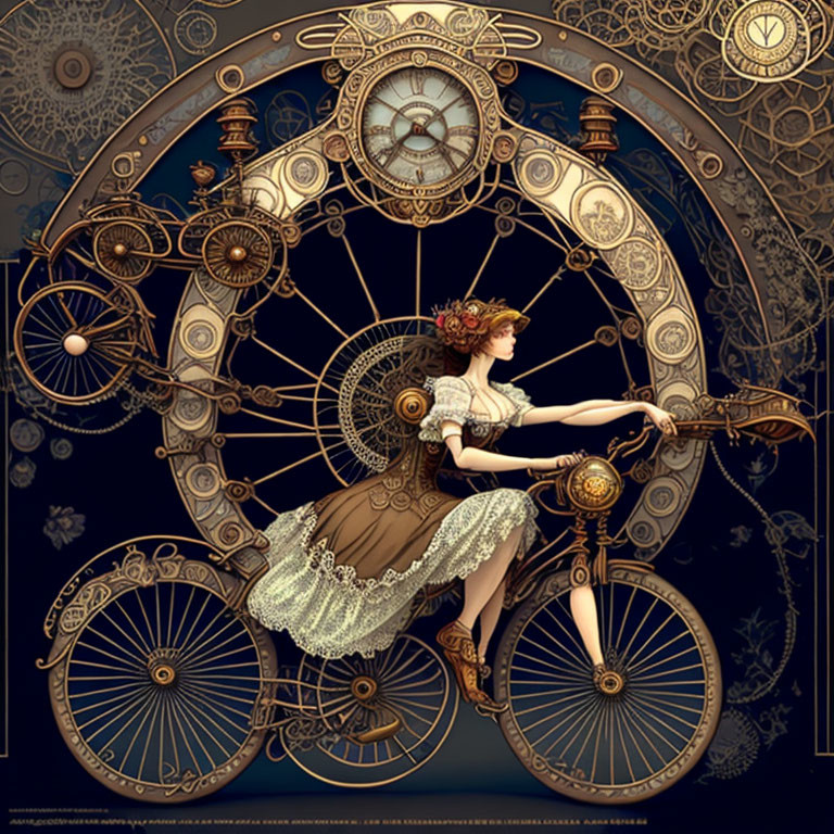Woman on a Steampunk Bicycle