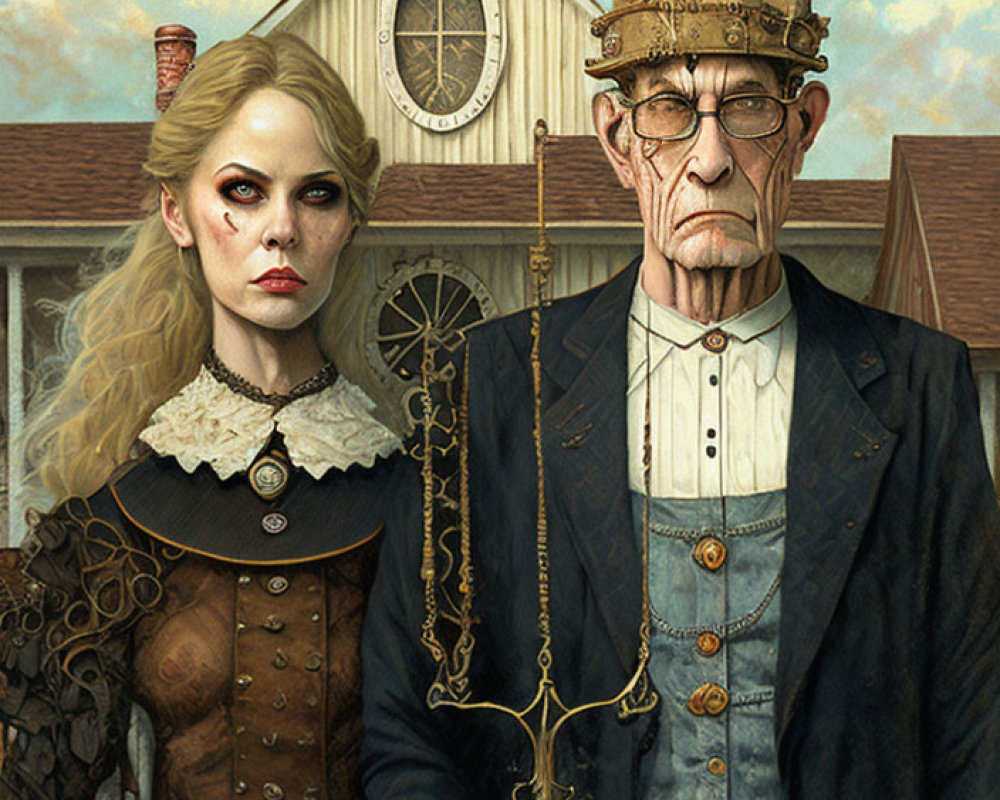 Steampunk-inspired portrait of woman and man in Victorian attire